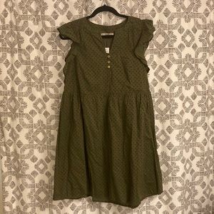 NWT Loft Dotted Button Ruffle Dress
